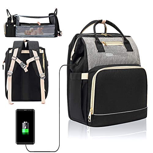 Travel bag Mommy Bag Diaper bag Changing Bag Infant bed With Sunshade & USB port 